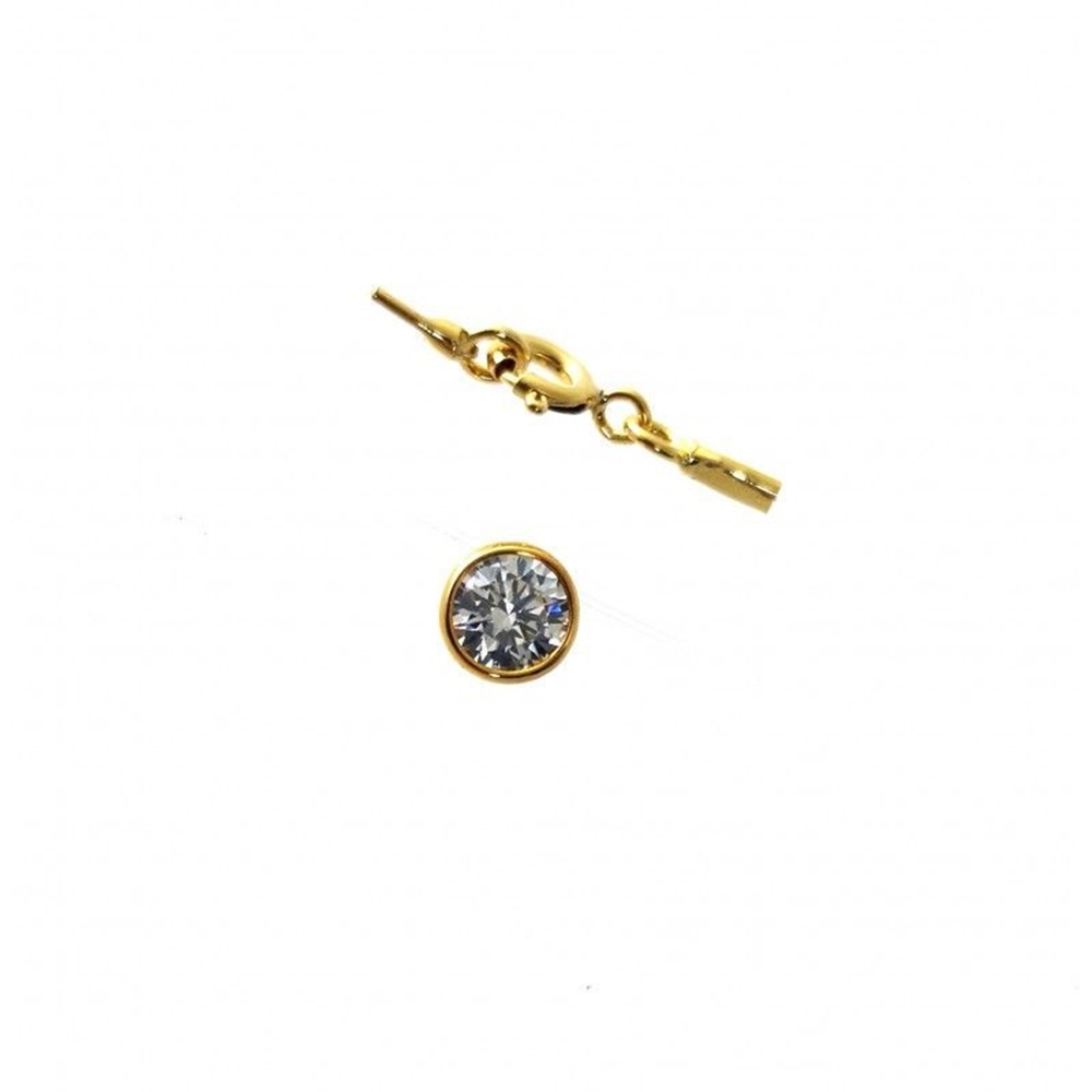 Gargantilla hilo sedal con punto de luz chaton 5 mm Plata dorada