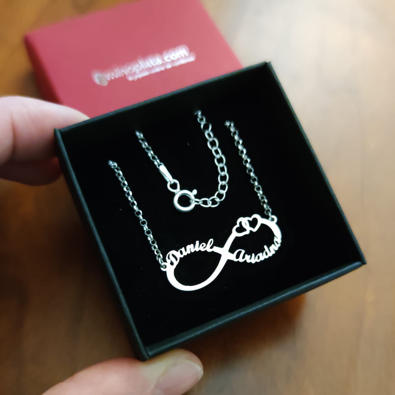 Gargantilla infinito corazones personalizada nombres de Plata 5