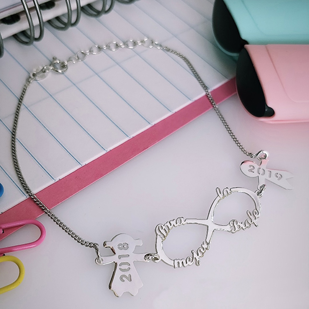 Gargantilla de Plata de ley infinito y niños personalizados