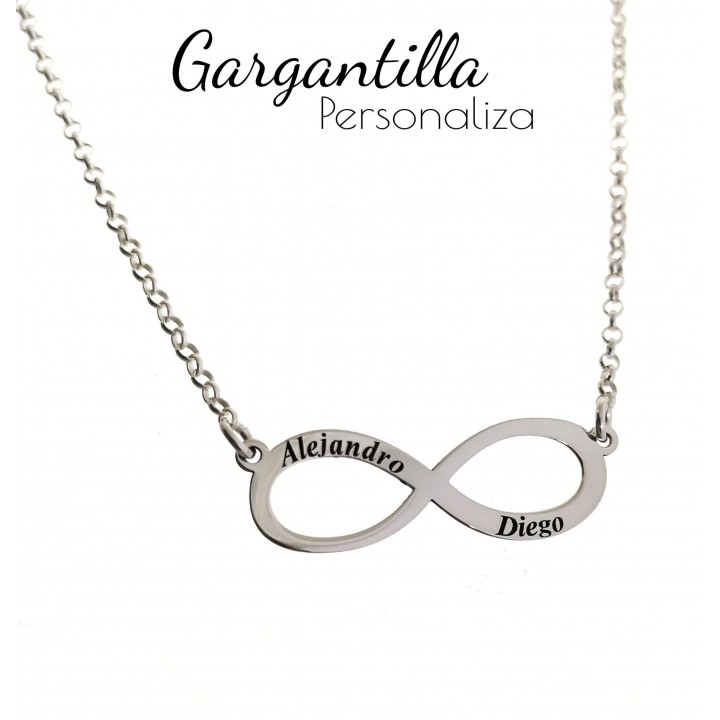 Gargantilla infinito con nombres de Plata