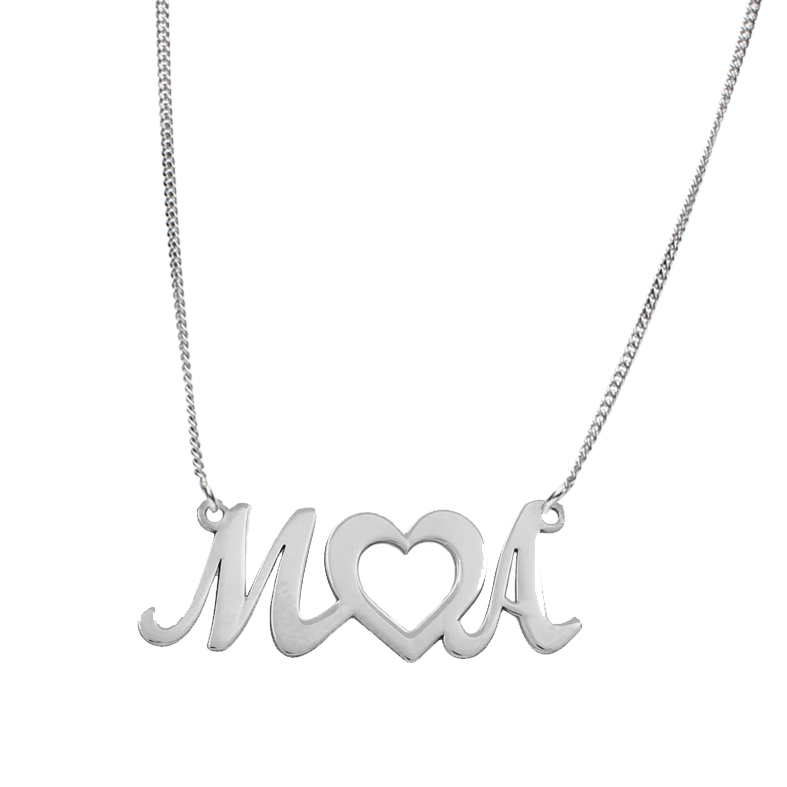 Gargantilla corazón con Iniciales personalizadas de Plata de ley