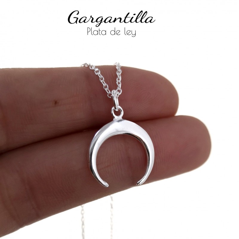 Gargantilla luna de Plata de ley 1