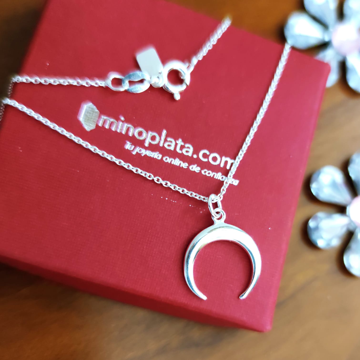 Gargantilla luna de Plata de ley 2