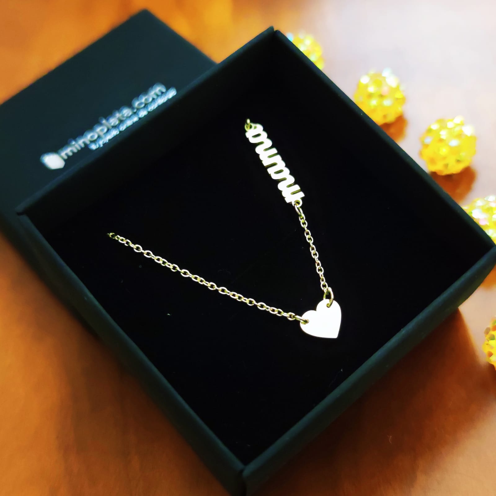 Gargantilla mamá corazón de Plata de ley chapada dorada 3