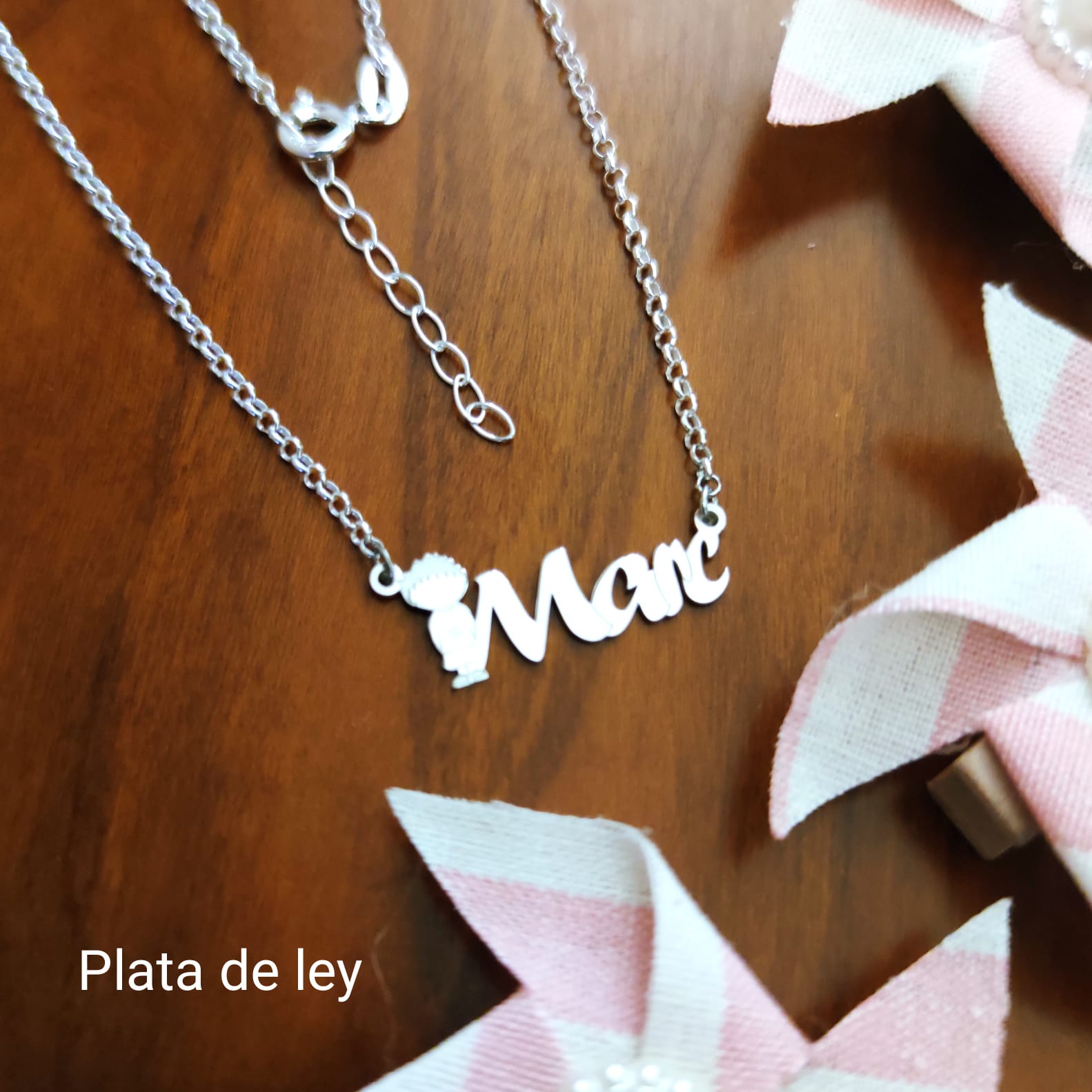 Gargantilla niño y nombre personalizado de Plata de ley 1