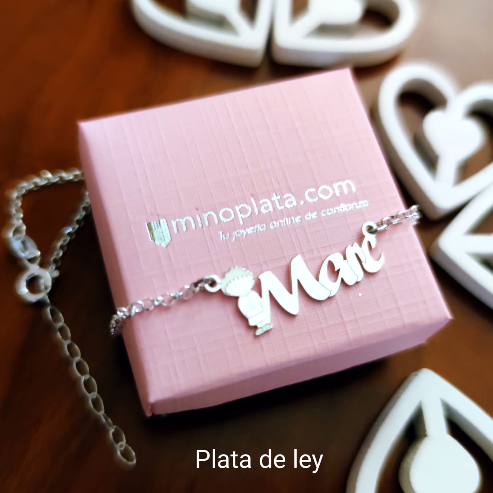 Gargantilla niño y nombre personalizado de Plata de ley 2