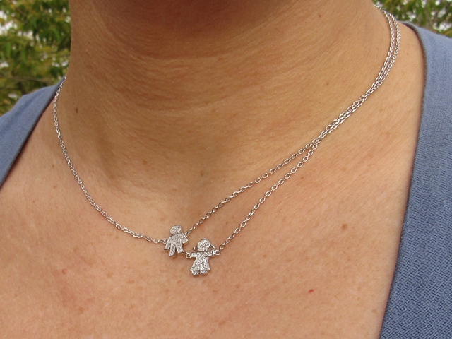 Gargantilla niña y niño de Plata y Circonitas