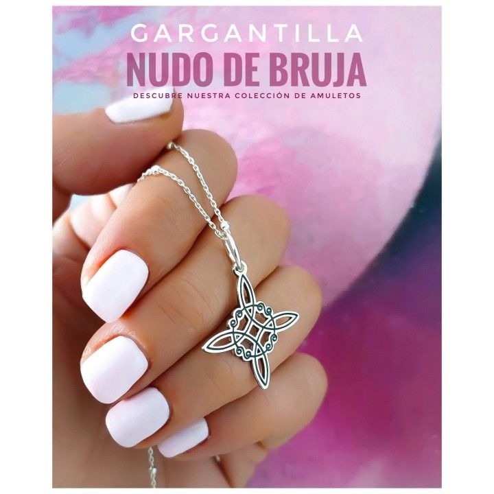 Gargantilla bolitas y Nudo de Bruja de Plata de ley  1