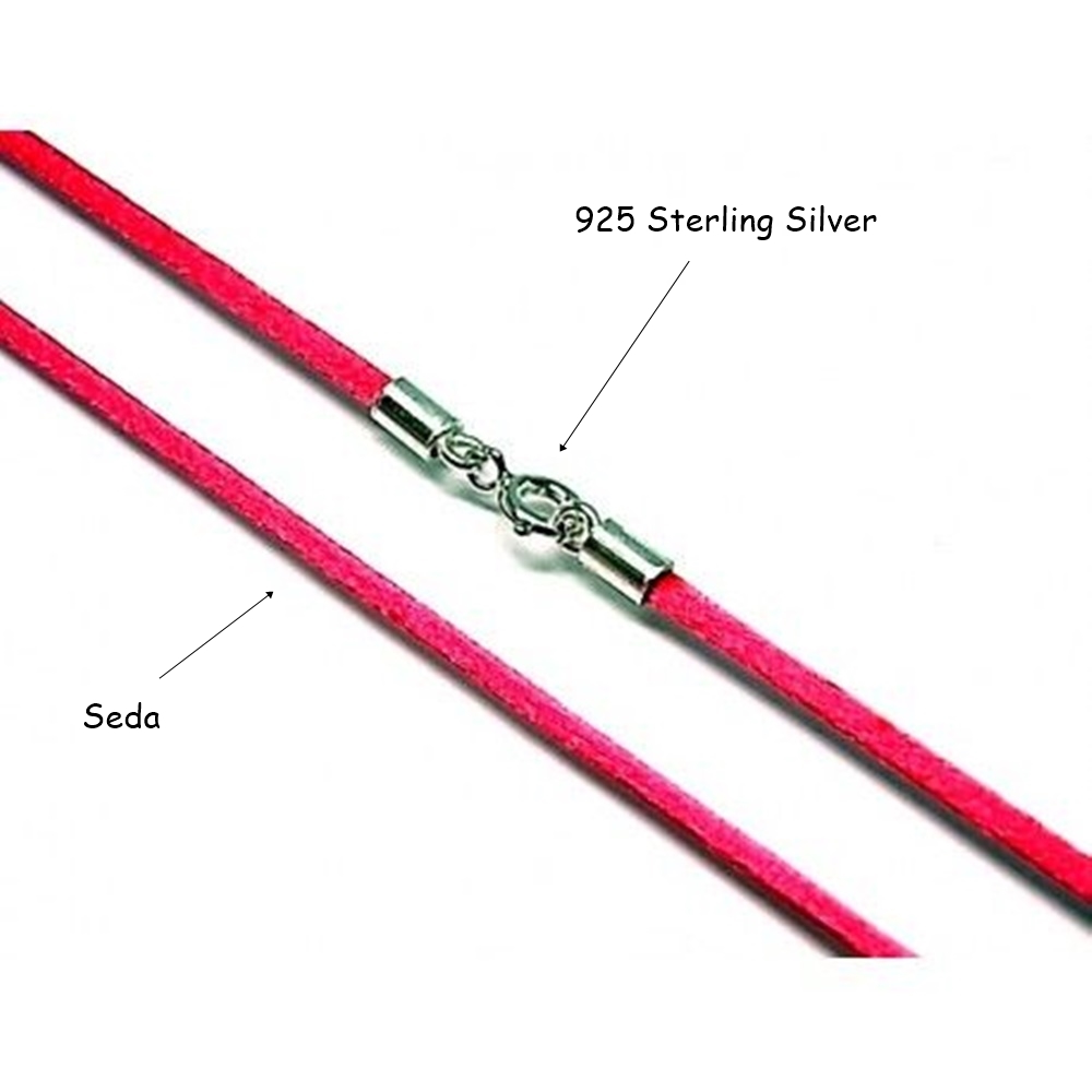 Cordon Fucsia de Seda cierre Plata de Ley 40 Cm. 1