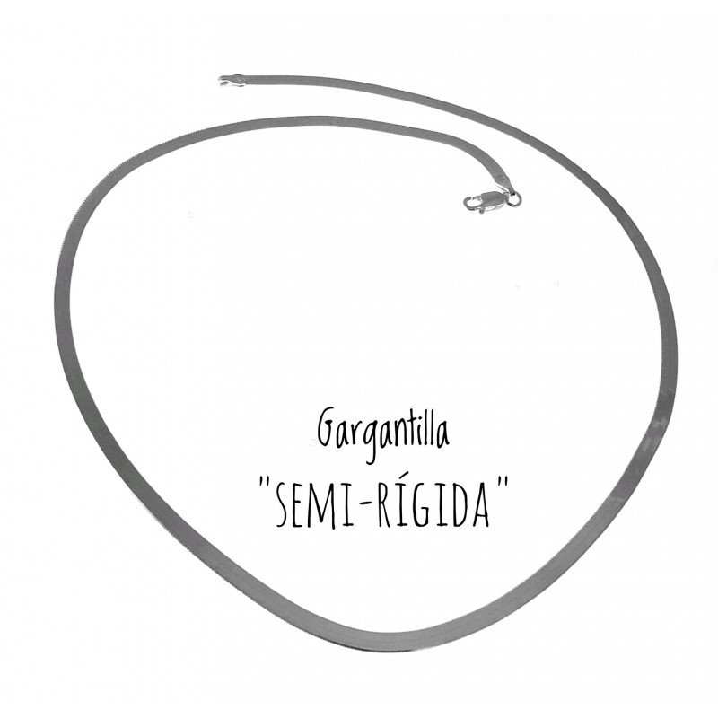 Gargantilla plana semirígida de Plata de ley lisa 3 Mm.