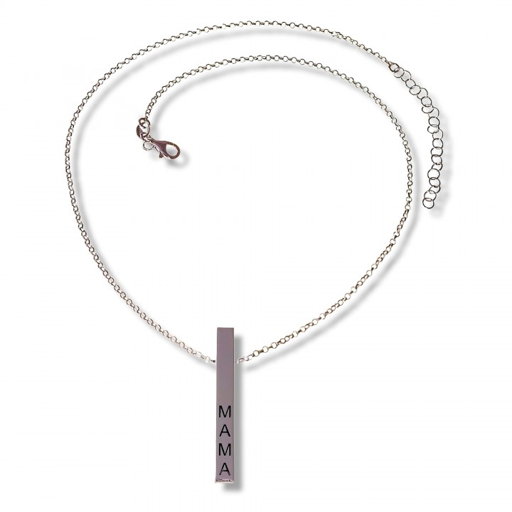 Gargantilla tubo MAMA de Plata de ley 925