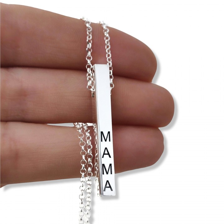 Gargantilla tubo MAMA de Plata de ley 925 1