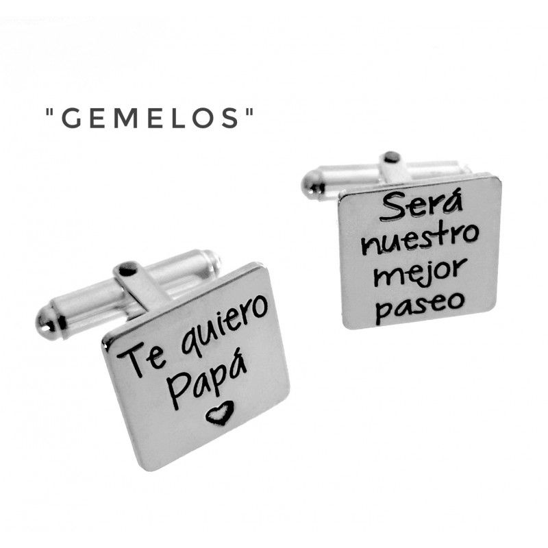 Juego de Gemelos cuadrados camisa en Plata personalizados