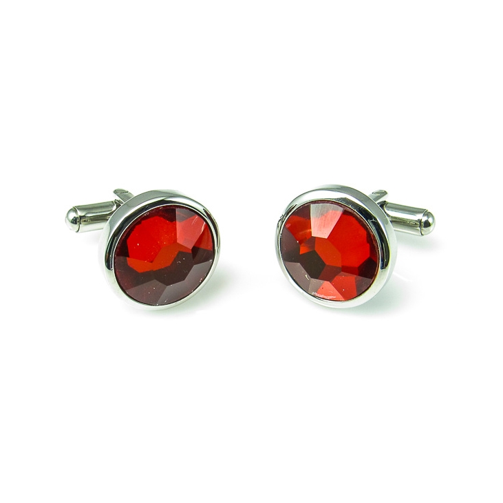 Gemelos de Acero Redondo Piedra Roja