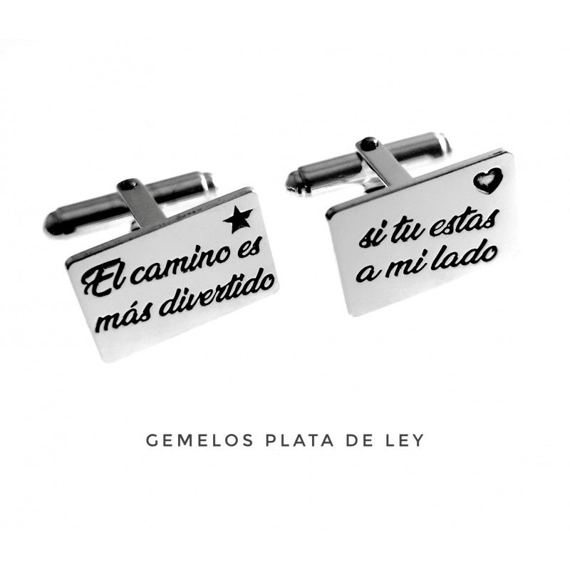 Gemelos para camisa rectangulares de Plata de ley personalizados
