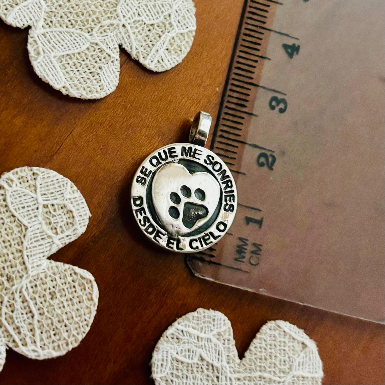 Guardacenizas colgante huella perro de Plata de ley 925 3
