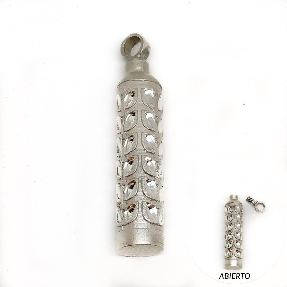 Guardacenizas cilindro de Plata de ley tallada 8 x 39 Mm. 1