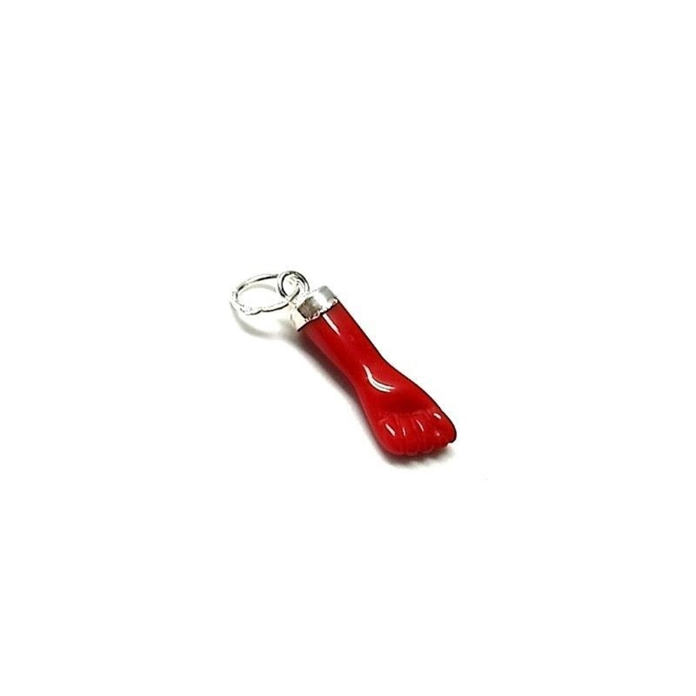 Colgante amuleto manita higa roja de Plata de ley