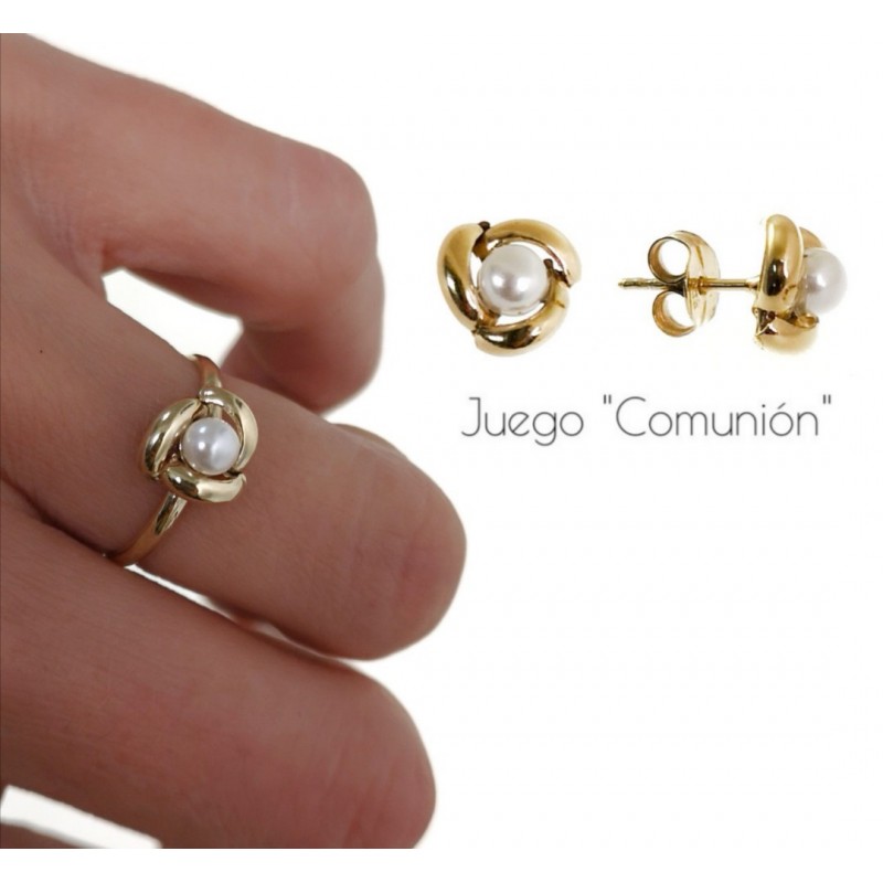 Aderezo de Plata chapada Oro con Perlas para niña 1