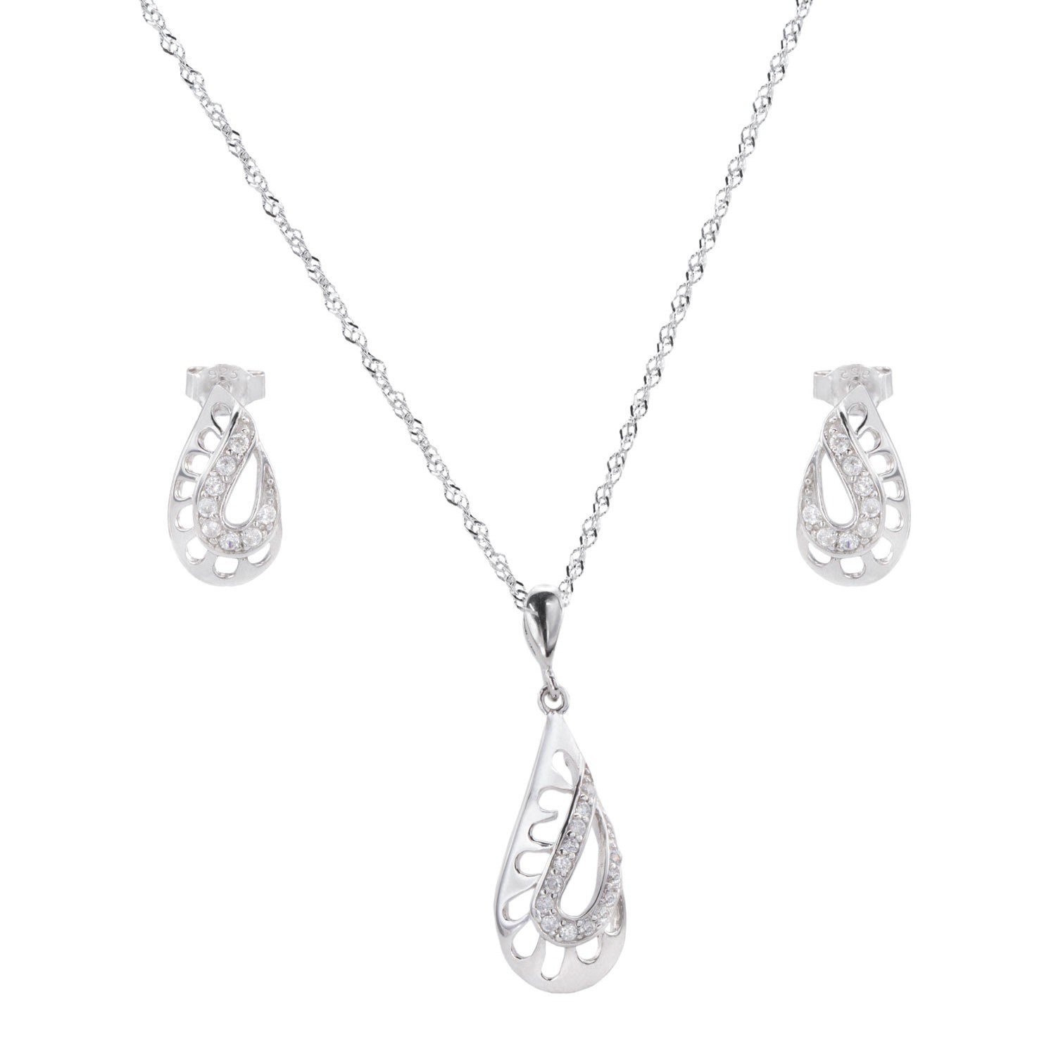 Conjunto Pendientes y Colgante de Plata y Circonitas