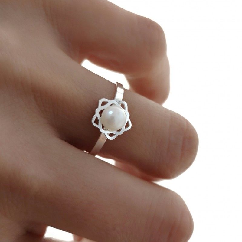 Conjunto Pendientes y Anillo Comunión de Plata de ley y Perlas cultivadas 1