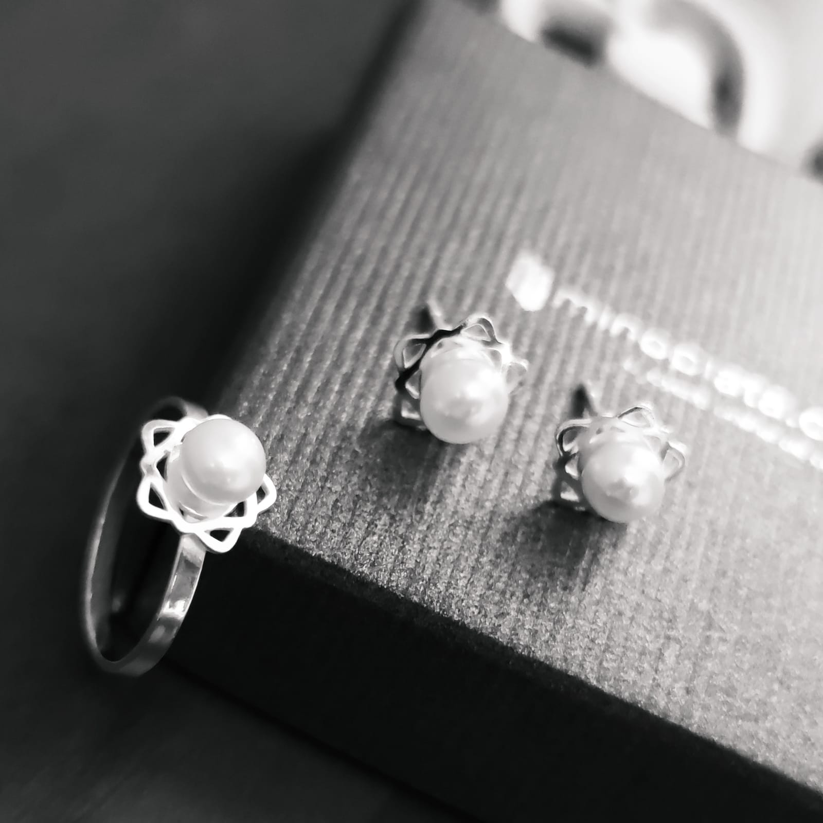 Conjunto Pendientes y Anillo Comunión de Plata de ley y Perlas cultivadas 4