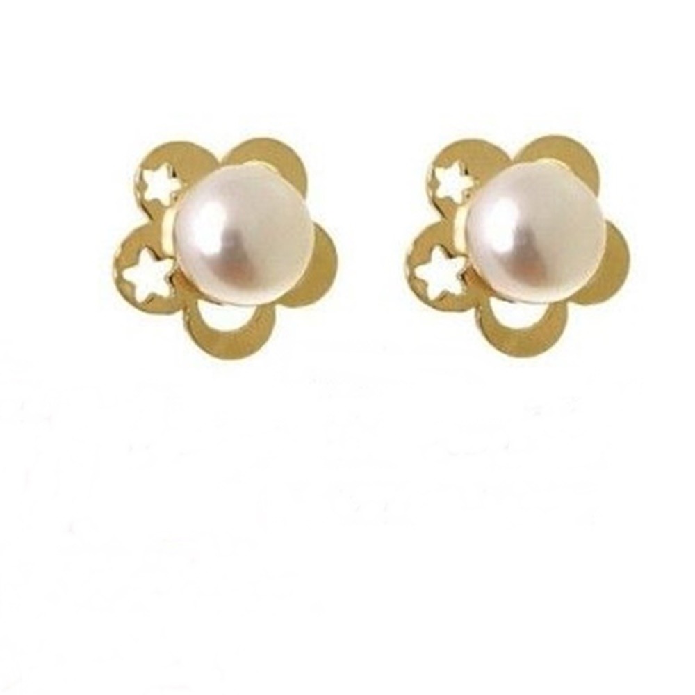 Pendientes flor de Plata dorada con Perlas cultivadas