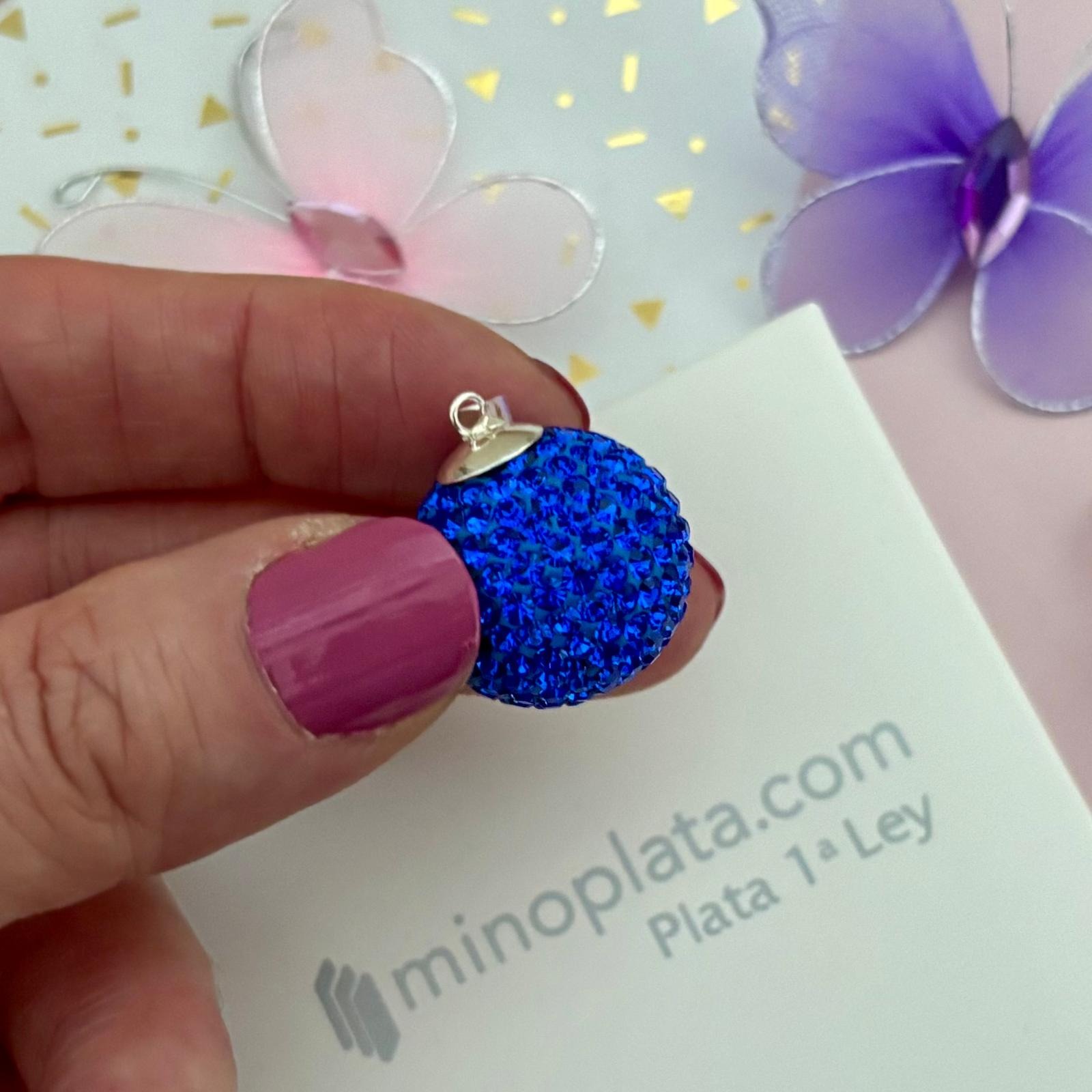 Llamador de Angel Plata con Cristales Azules 20 Mm. 2