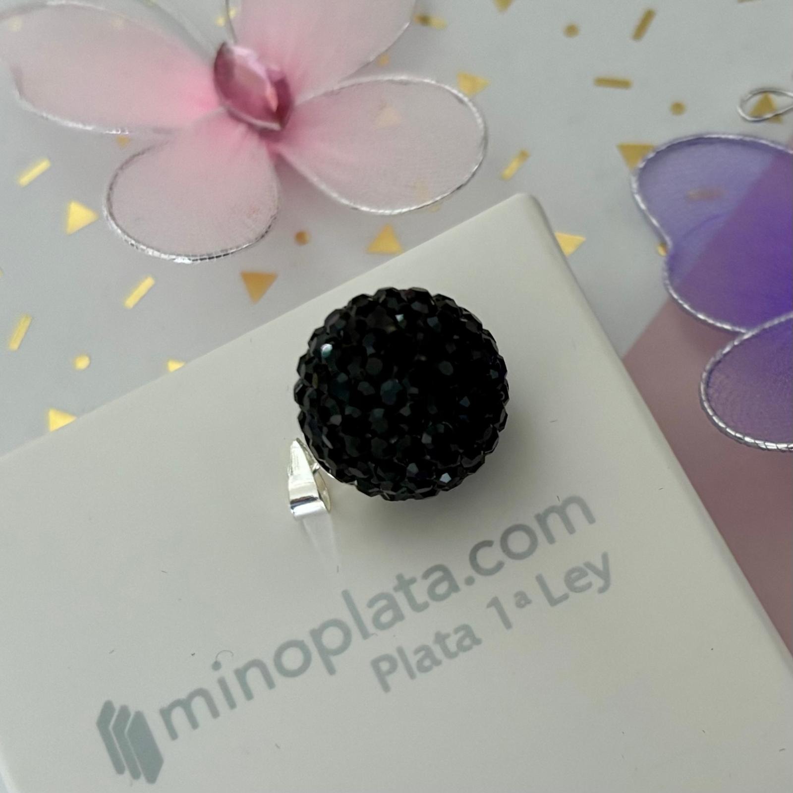 Llamador Angel Plata y Cristal Negro 16 Mm. 3