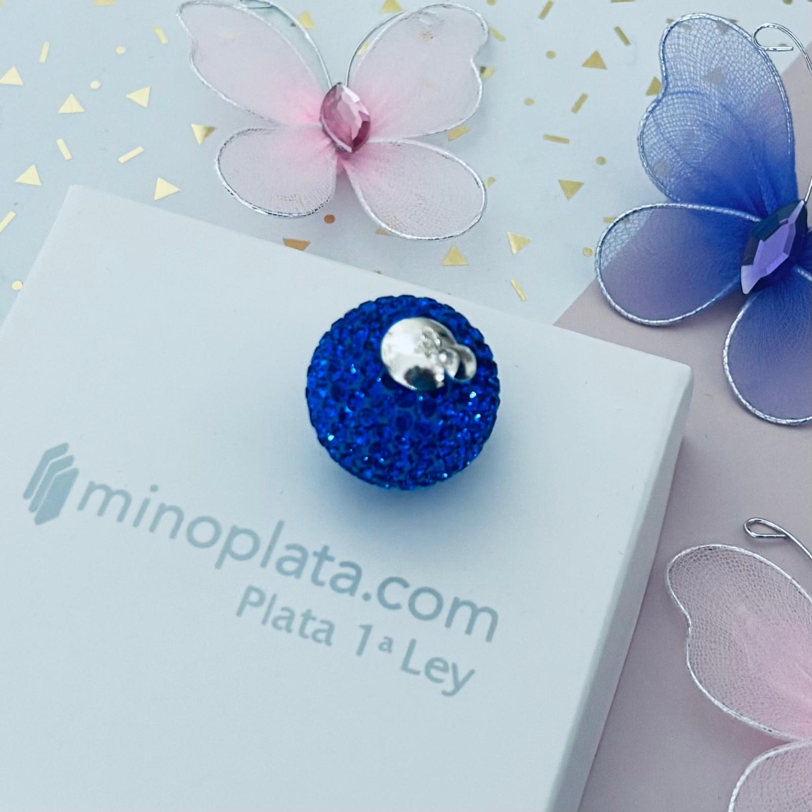 Llamador de Angel Plata con Cristales Azules 20 Mm. 3