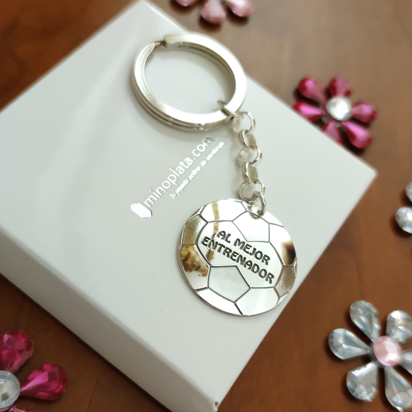 Llavero balón de fútbol de Plata 