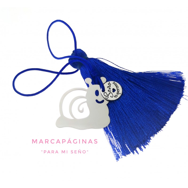Marcapáginas caracol de Plata de ley mensaje Seño te queremos