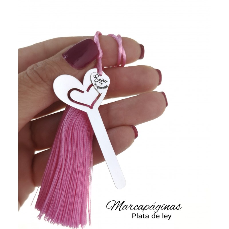 Marcapáginas de Plata de ley corazón 