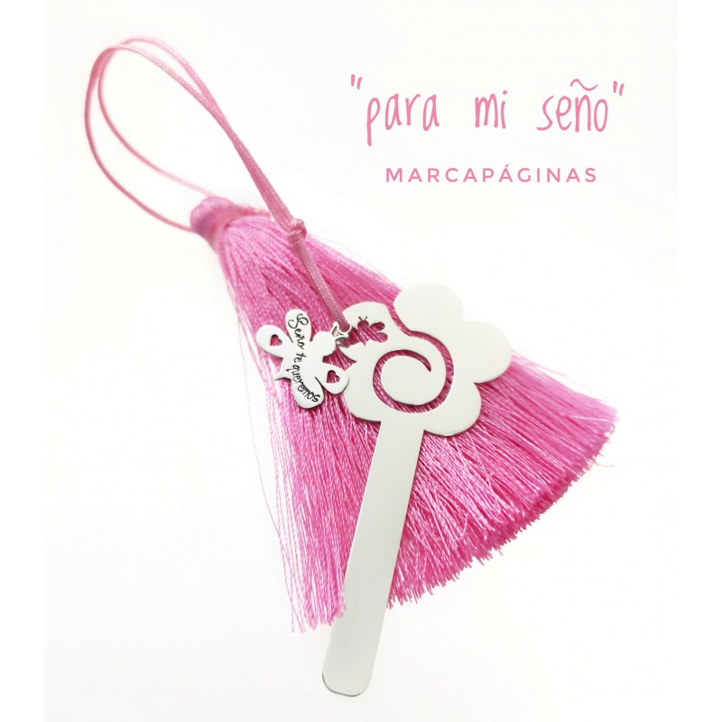 Marcapáginas seño flor de Plata de ley