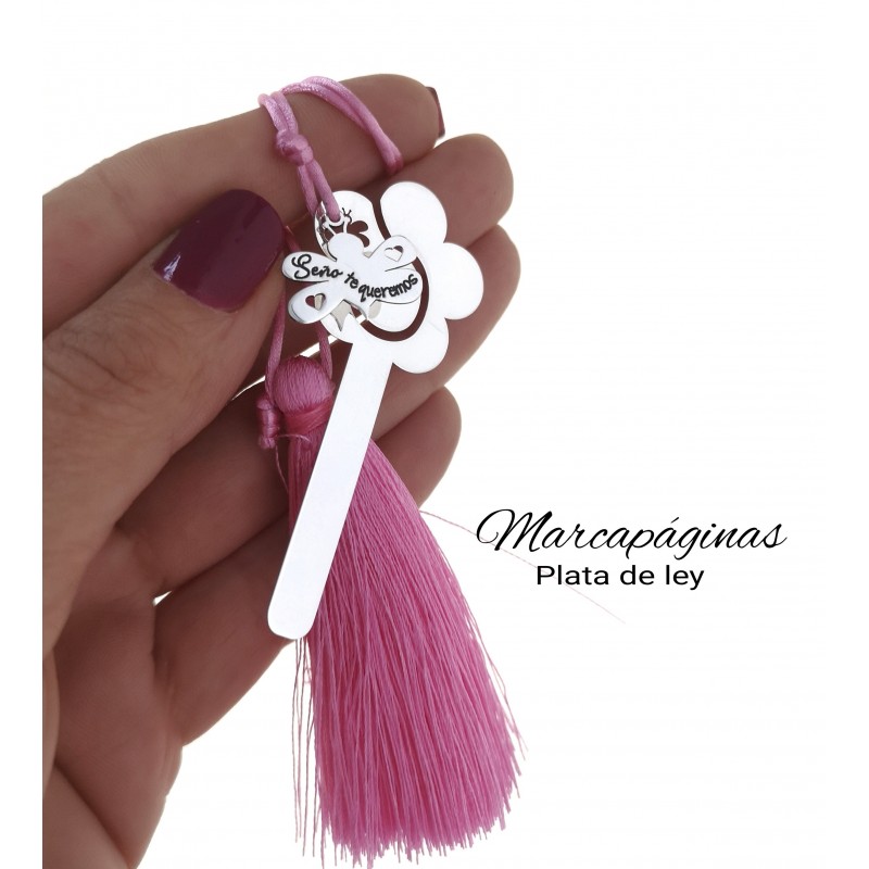 Marcapáginas seño flor de Plata de ley 2