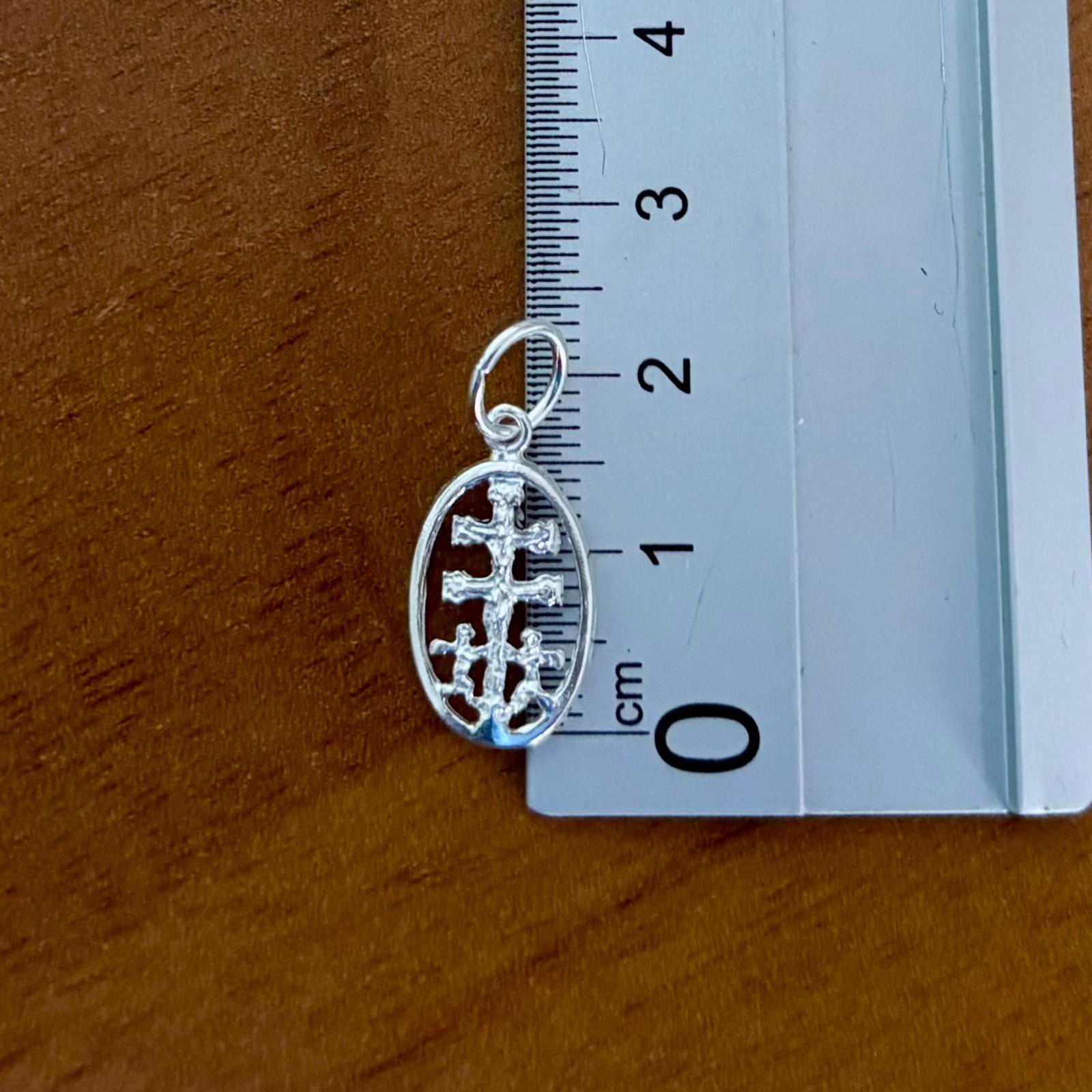 Medalla ovalada calada Cruz de Caravaca de Plata de ley 925 18mmx11mm 3