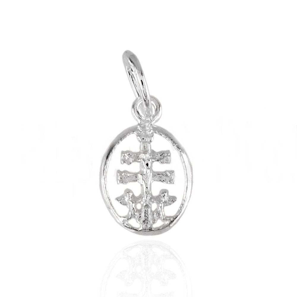 Medalla ovalada Cruz de Caravaca de Plata de ley 13x9mm