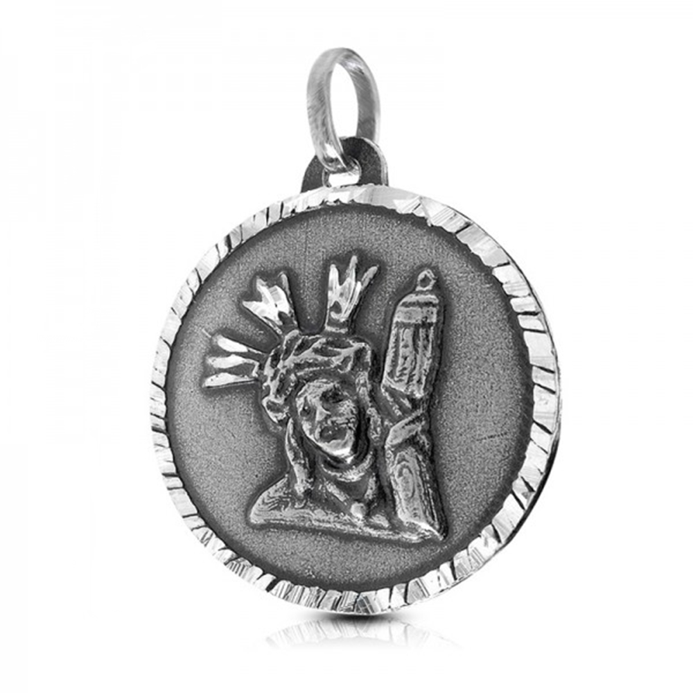 Medalla Cristo del Gran Poder 35 Mm. de Plata de ley envejecida