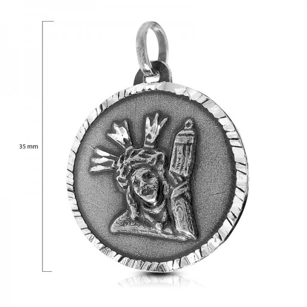 Medalla Cristo del Gran Poder 35 Mm. de Plata de ley envejecida 3