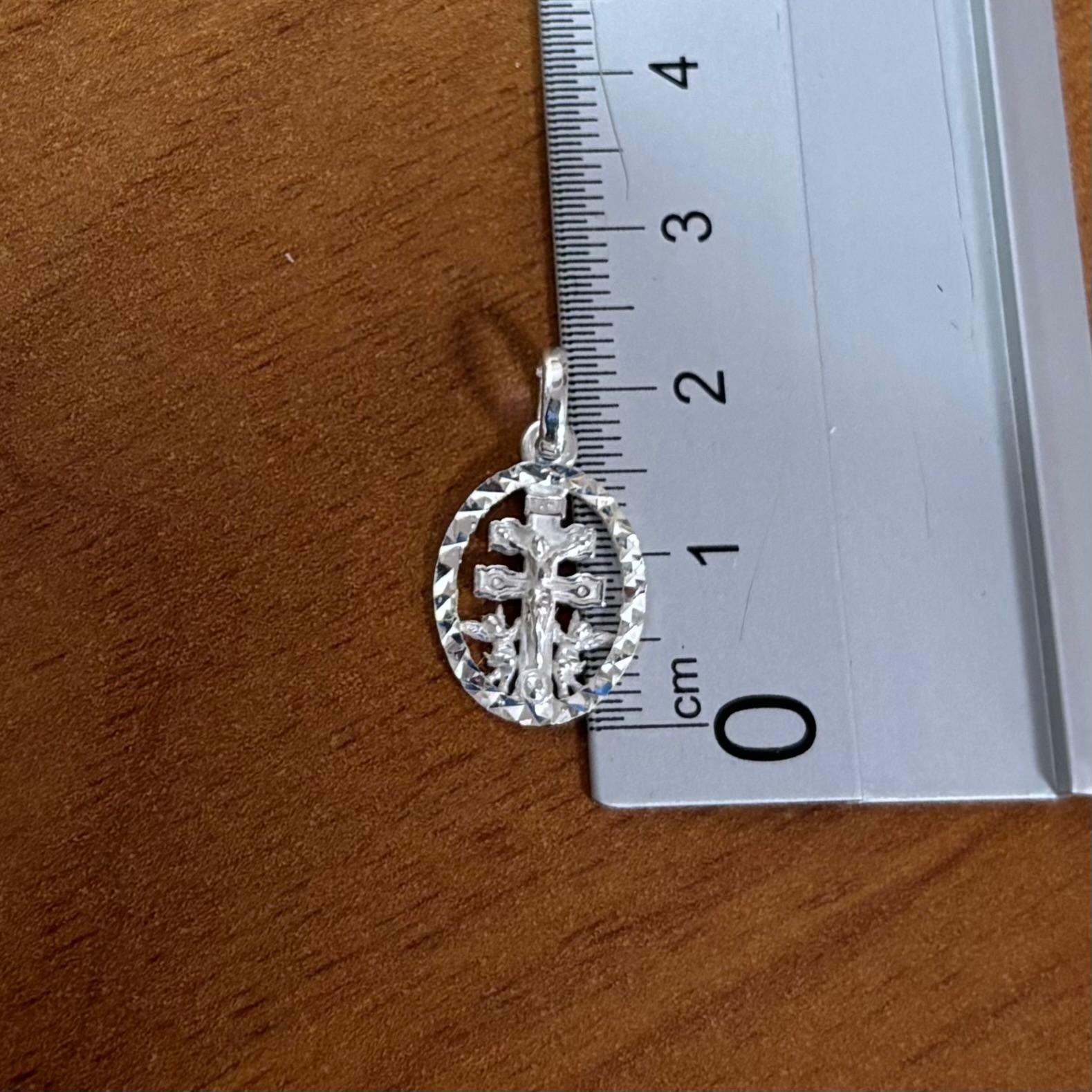 Colgante medalla Cruz de Caravaca de Plata de ley 925 con cerco tallado 16mmx13mm 3