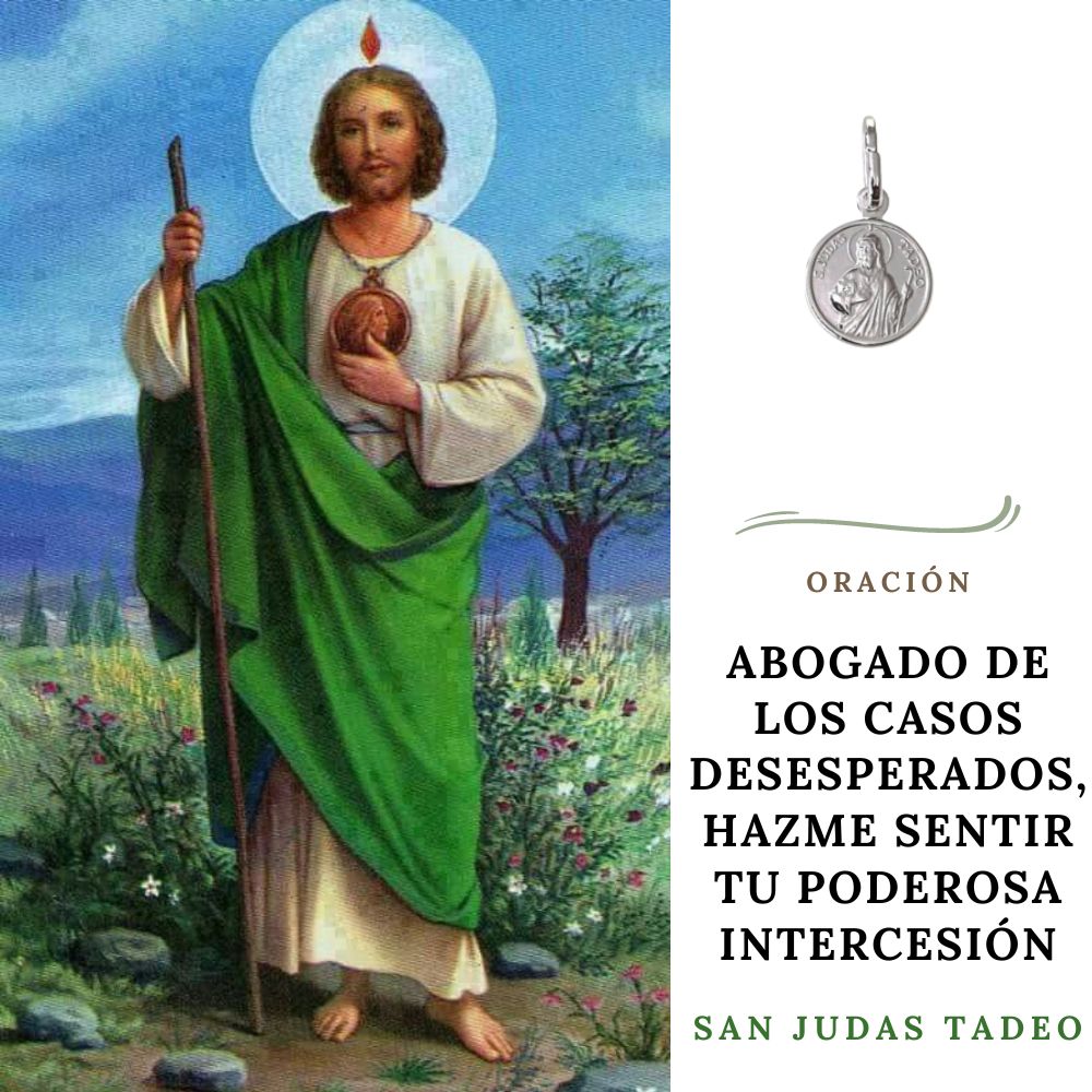 Medalla San Judas Tadeo de Plata de ley 925 10mm 4