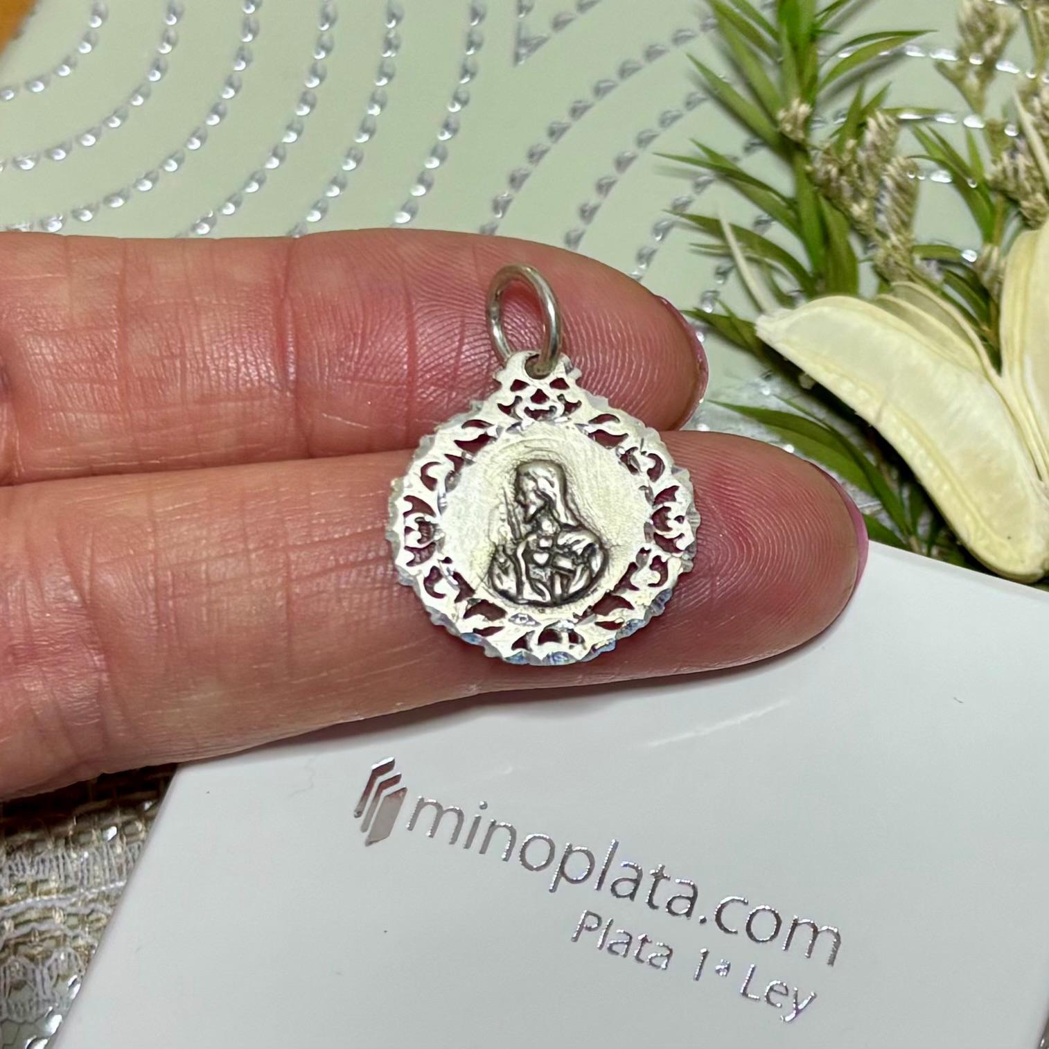 Medalla rostro Sagrado Corazón de Jesús de Plata de ley envejecida 26mm 1