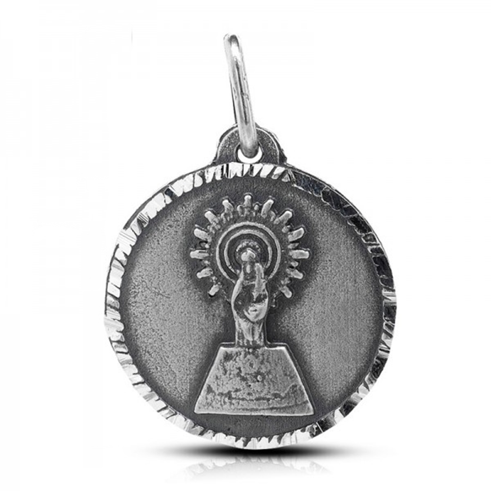 Medalla Virgen del Pilar 20 Mm. de Plata de ley envejecida