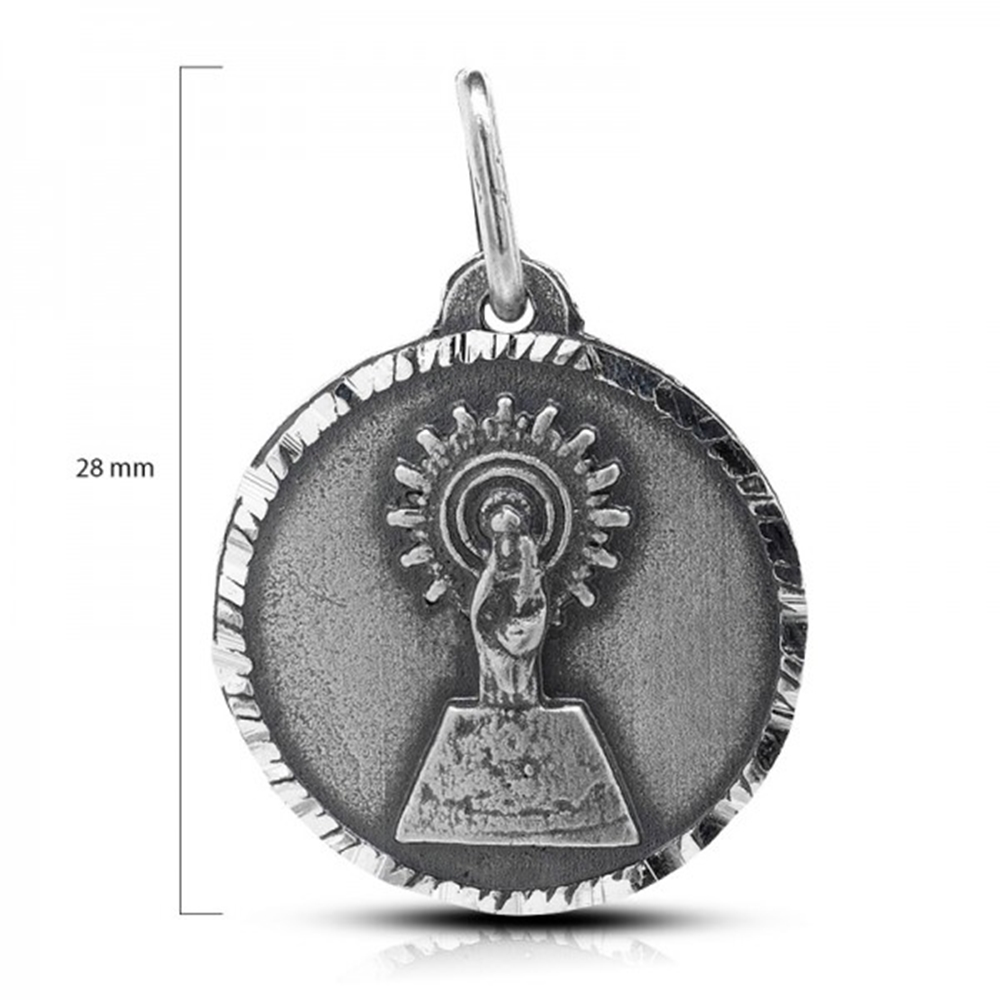 Medalla Virgen del Pilar 20 Mm. de Plata de ley envejecida 4
