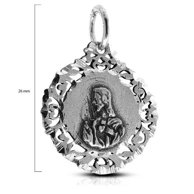 Medalla rostro Sagrado Corazón de Jesús de Plata de ley envejecida 26mm