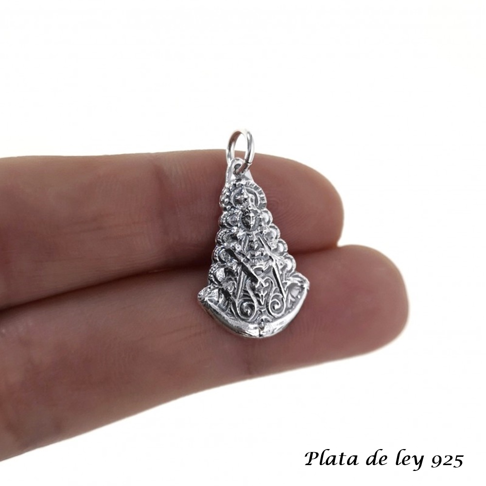 Medalla silueta Virgen del Rocío de Plata de ley envejecida 1