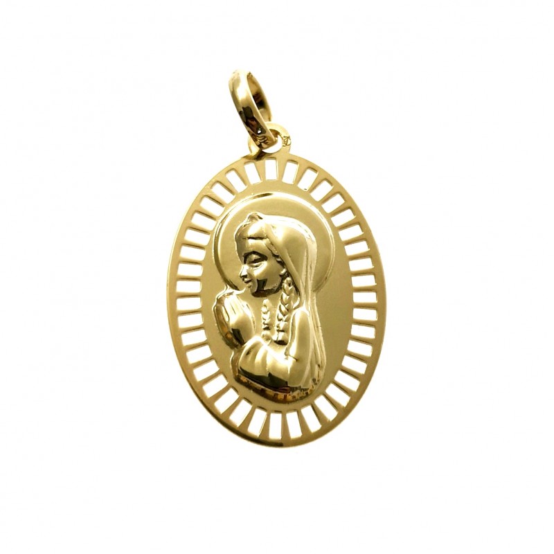 Medalla ovalada de Plata de ley chapada con la Virgen Niña