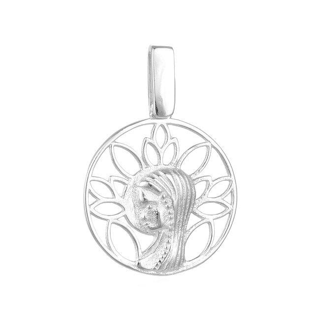 Medalla calada Virgen Niña de Plata de ley rodiada