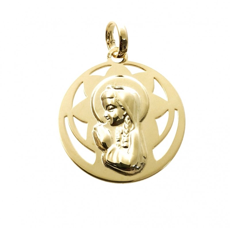 Medalla Virgen Niña de Plata de ley chapada 20 Mm.