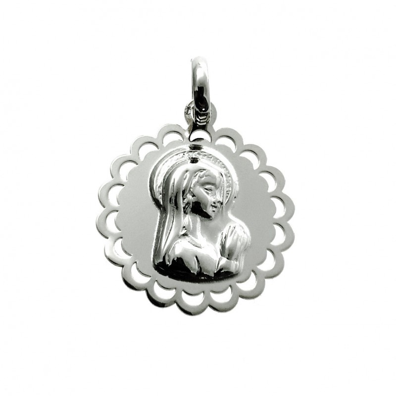 Medalla de Plata de ley calada Virgen Niña 19 Mm.